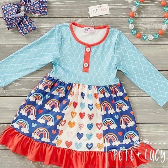 NWT Pete+Lucy Dress Rainbows and Clouds - Picture 1 of 3